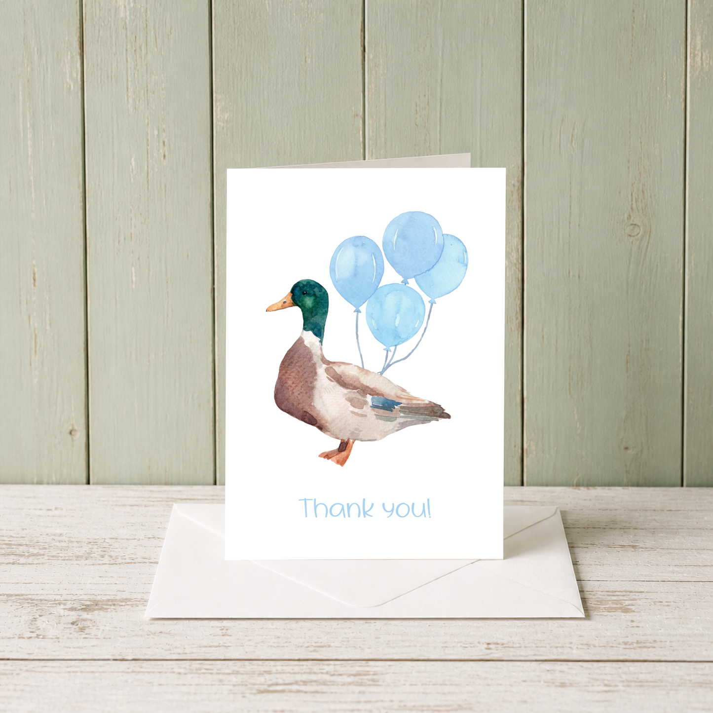 Mallard Thank You Card – Illustrated Watercolor Duck Mallard