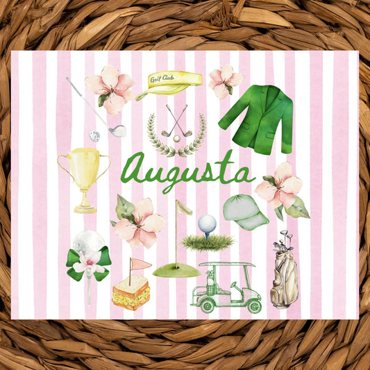 Augusta Golf Notecards | Pink Preppy Stationery Set | Scalloped Border Cards | Southern Inspired Note Cards | Golf Lover Gift