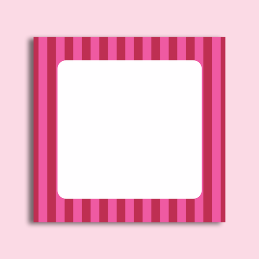 Striped Sticky Note Pad Pink and Red
