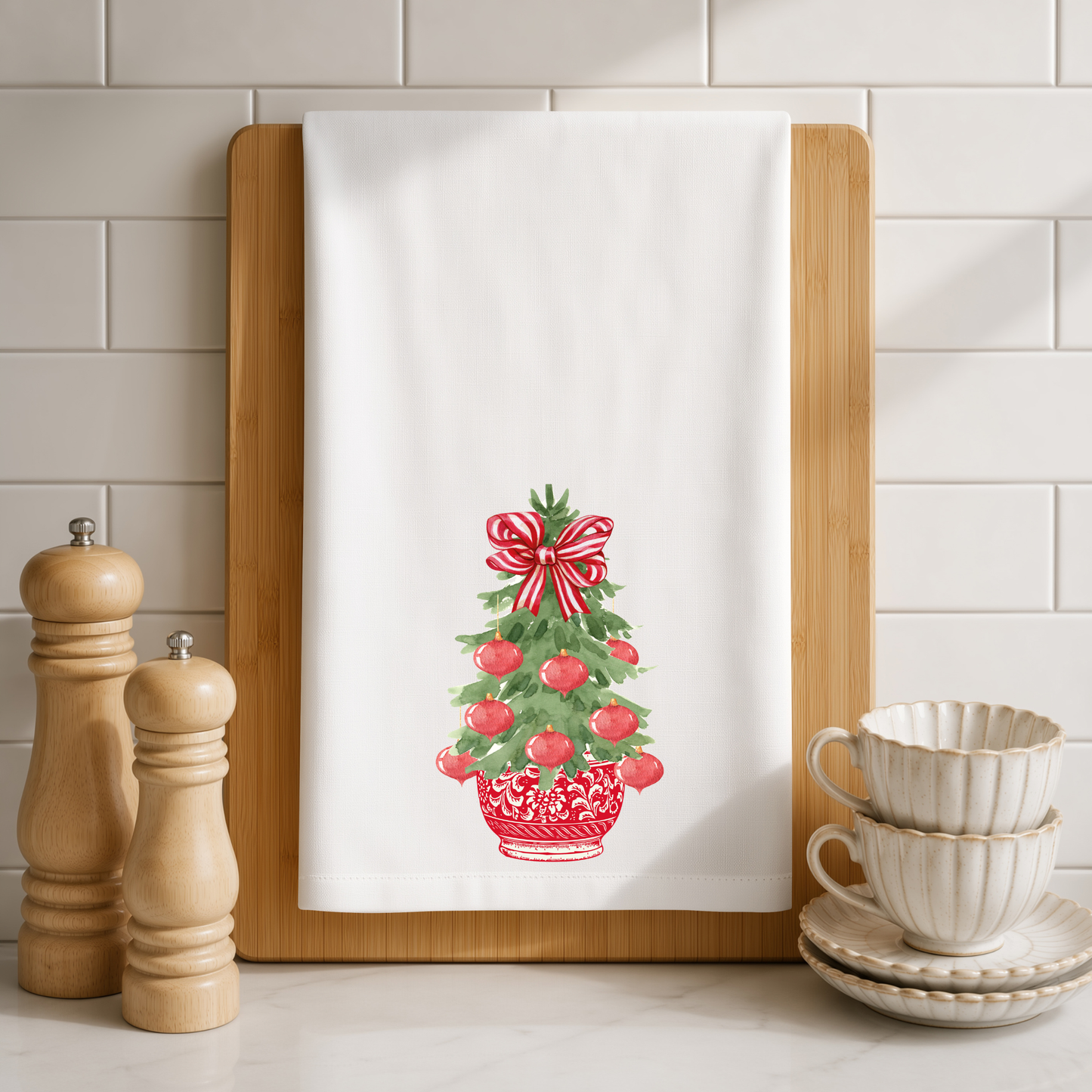Christmas Wreath Kitchen Tea Towel