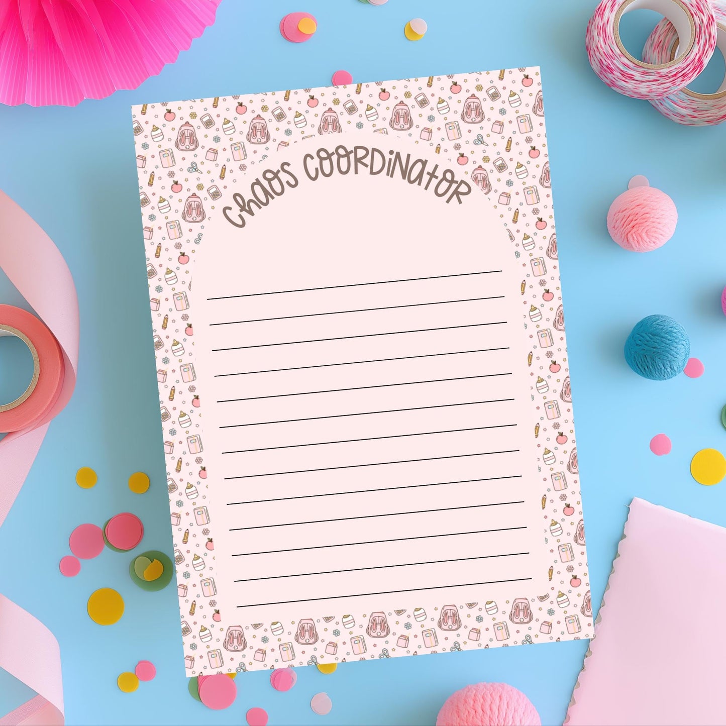 Teacher Desk Notepad – 50sheet Chaos Coordinator Pink Task Organizer