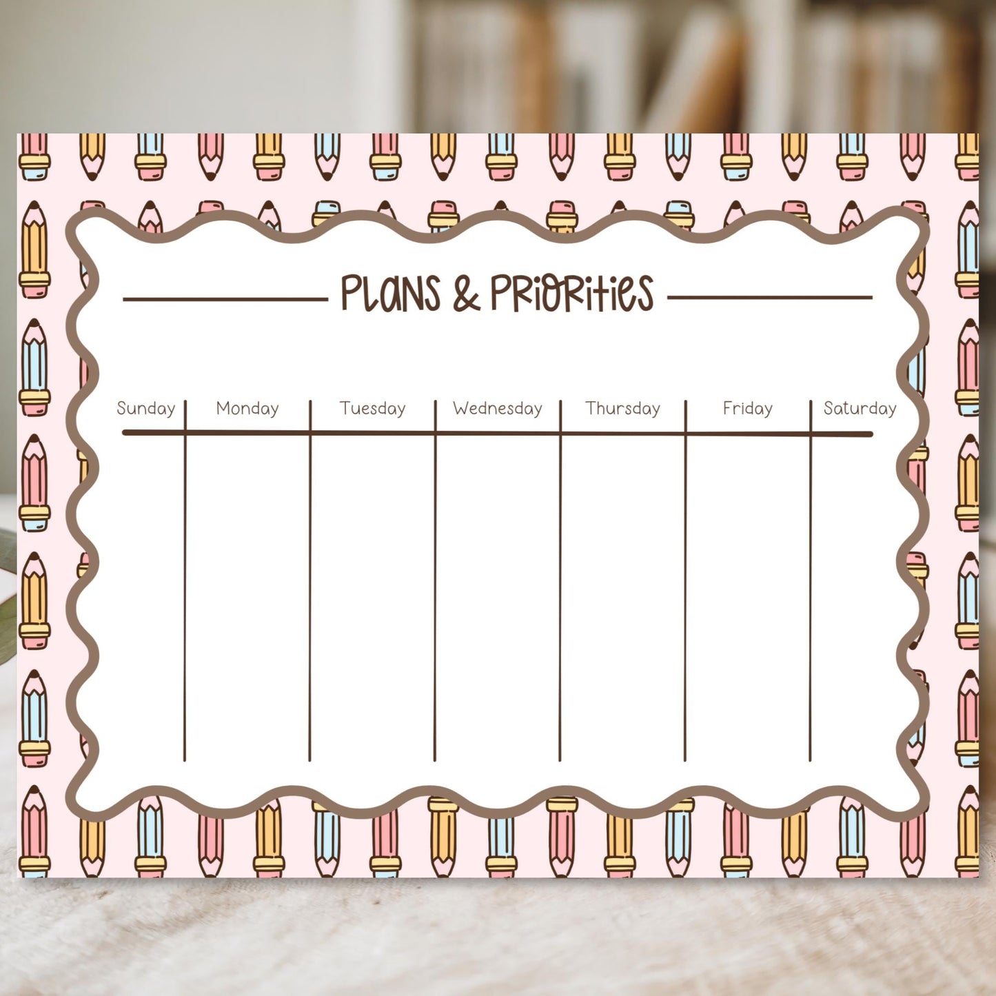 Homeschool Planner Pad Weekly Organization System Pink Notepad Design Colorful Pencil Border Decoration Tear Off Sheets Daily Planning Tool Lesson Plan Tracker Student Schedule Organizer Seven Day Format Sunday To Saturday Layout