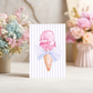 Ice Cream Birthday Card – Watercolor Design Blank Inside with Envelope