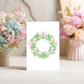 Wreath with Pink Bows Greeting Card – Watercolor Design on Linen Cardstock