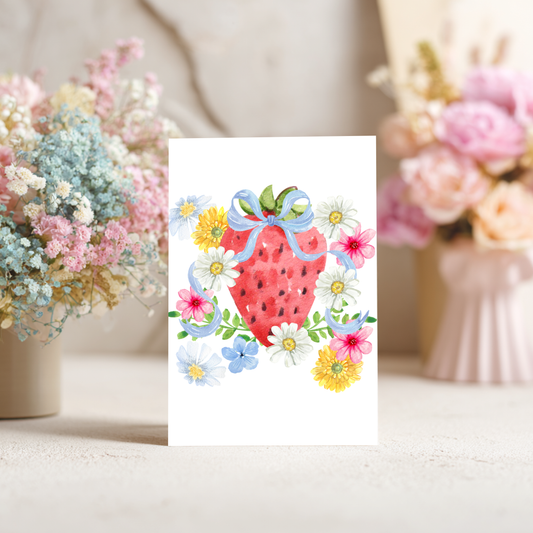 Spring Greeting Card – Watercolor Floral Design Blank Inside