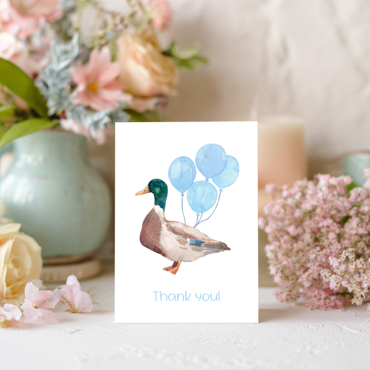 Mallard Thank You Card – Illustrated Watercolor Duck Mallard