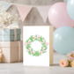 Wreath with Pink Bows Greeting Card – Watercolor Design on Linen Cardstock