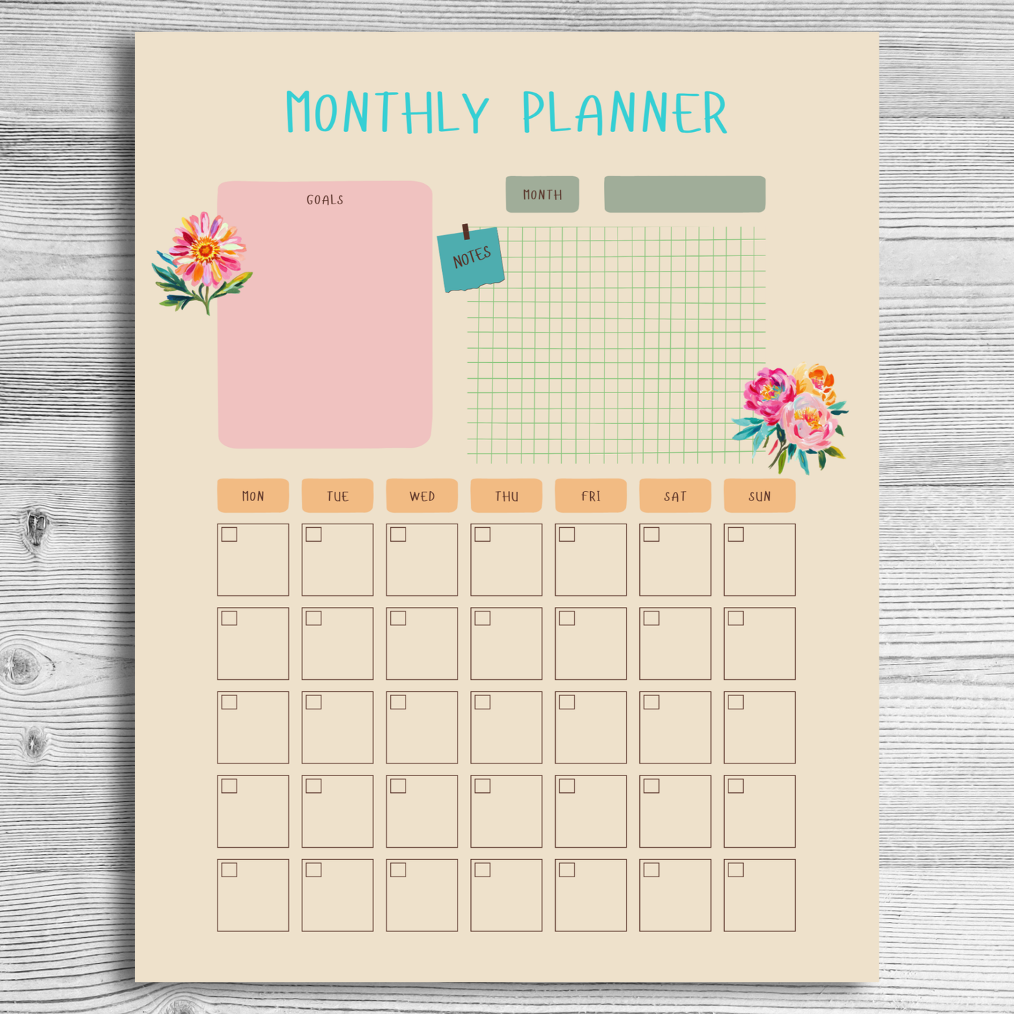 Daily, Weekly, Monthly Planner Bundle | Preppy Planner, Journal | Girly Planner | Positive Planner | Motivational Planner | Floral Planner