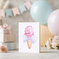 Ice Cream Birthday Card – Watercolor Design Blank Inside with Envelope