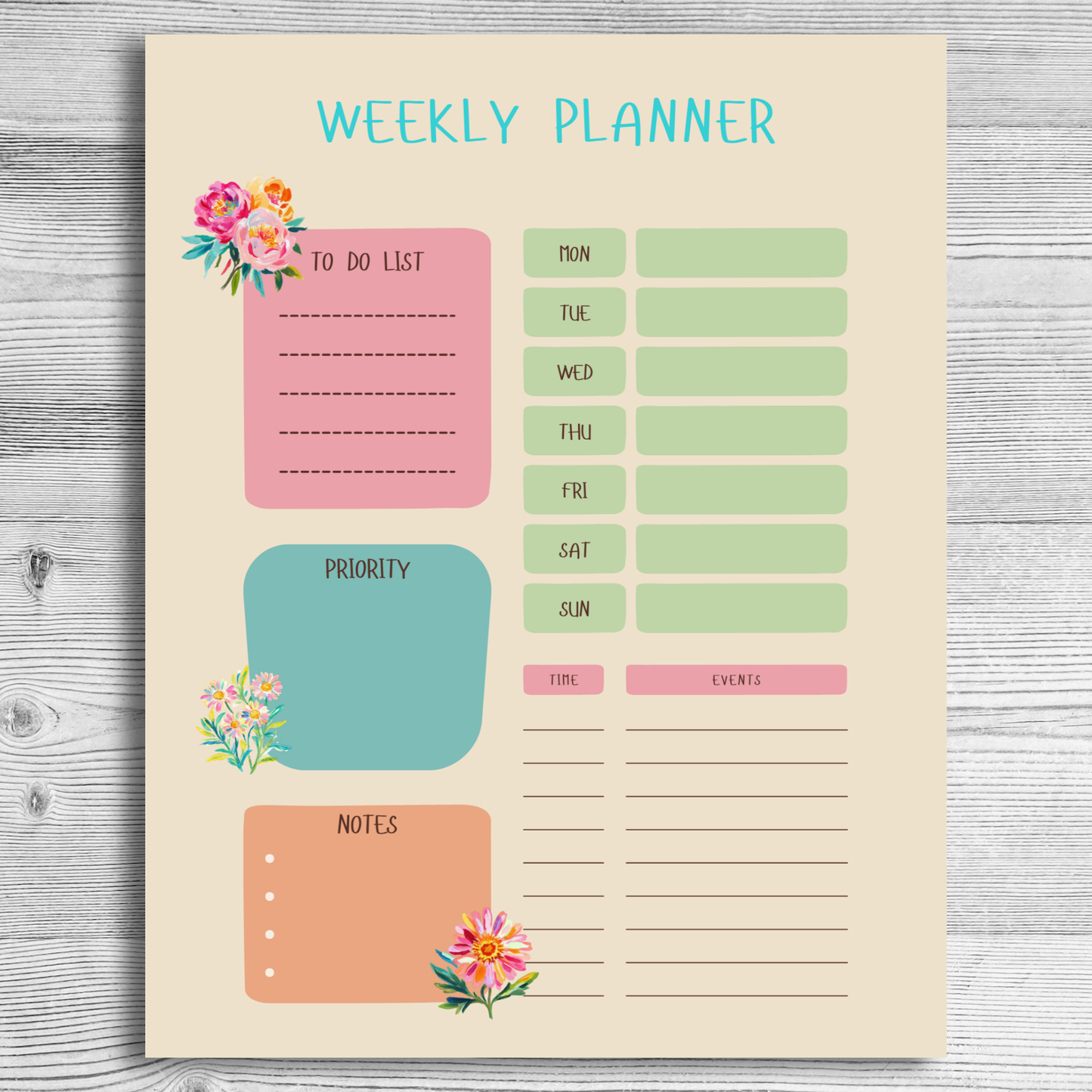 Daily, Weekly, Monthly Planner Bundle | Preppy Planner, Journal | Girly Planner | Positive Planner | Motivational Planner | Floral Planner