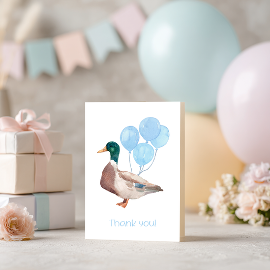 Mallard Thank You Card – Illustrated Watercolor Duck Mallard