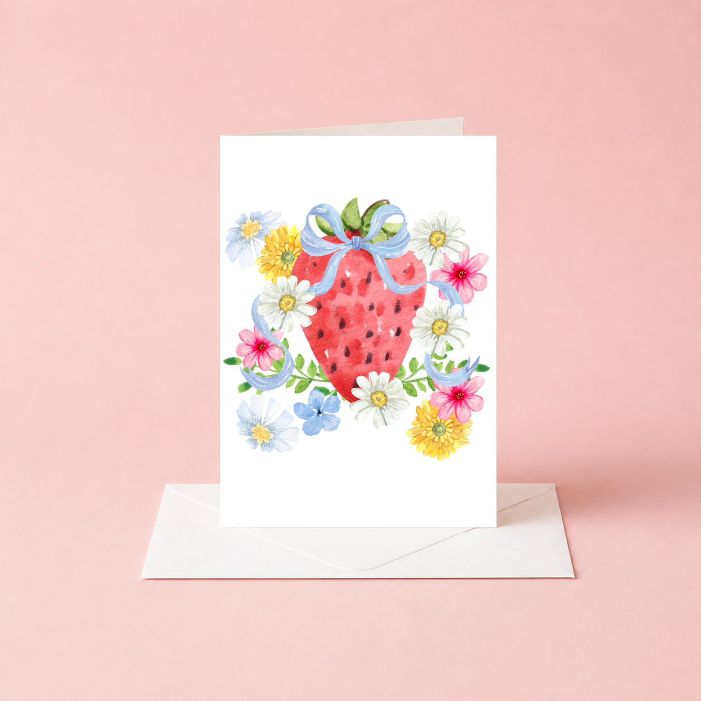 Spring Greeting Card – Watercolor Floral Design Blank Inside