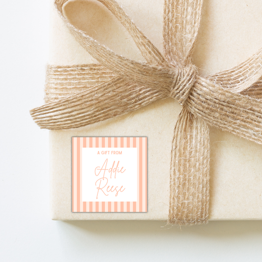 Coral Striped Gift Tag