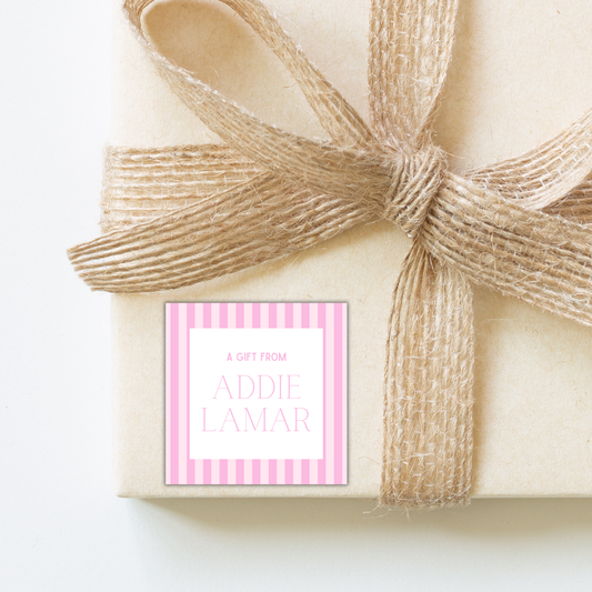 Pink Striped Gift Tag