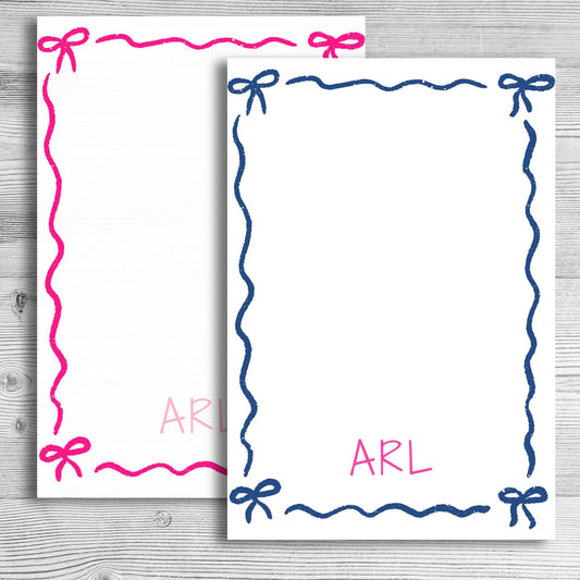 Personalized Bow Ruffle Notepad