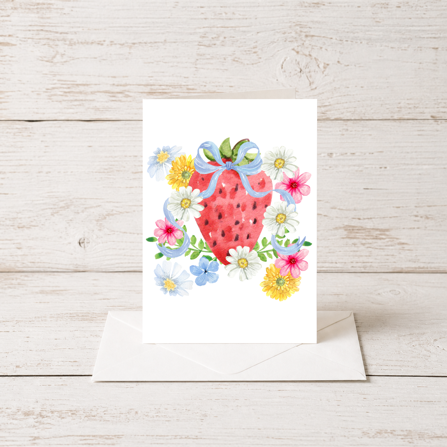 Spring Greeting Card – Watercolor Floral Design Blank Inside