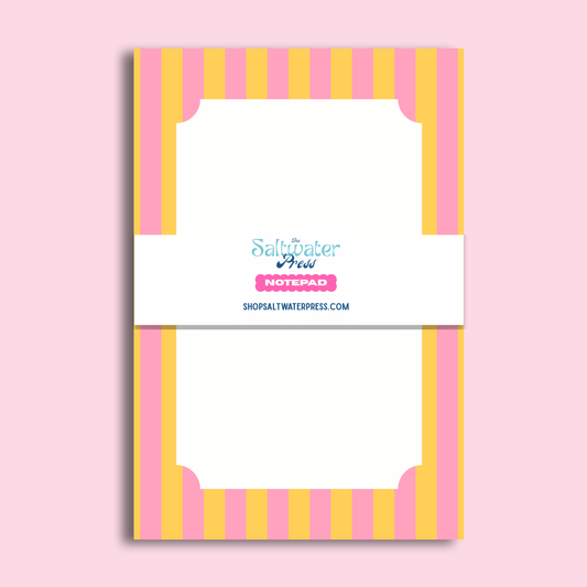 Pink and Orange Striped Notepad