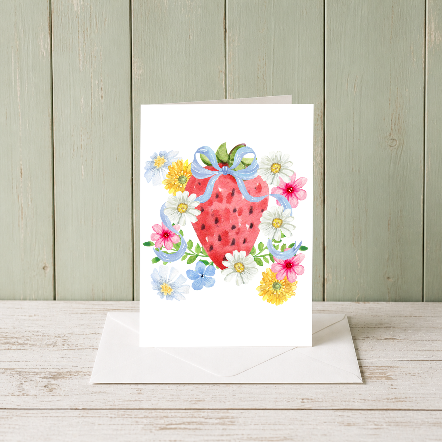 Spring Greeting Card – Watercolor Floral Design Blank Inside