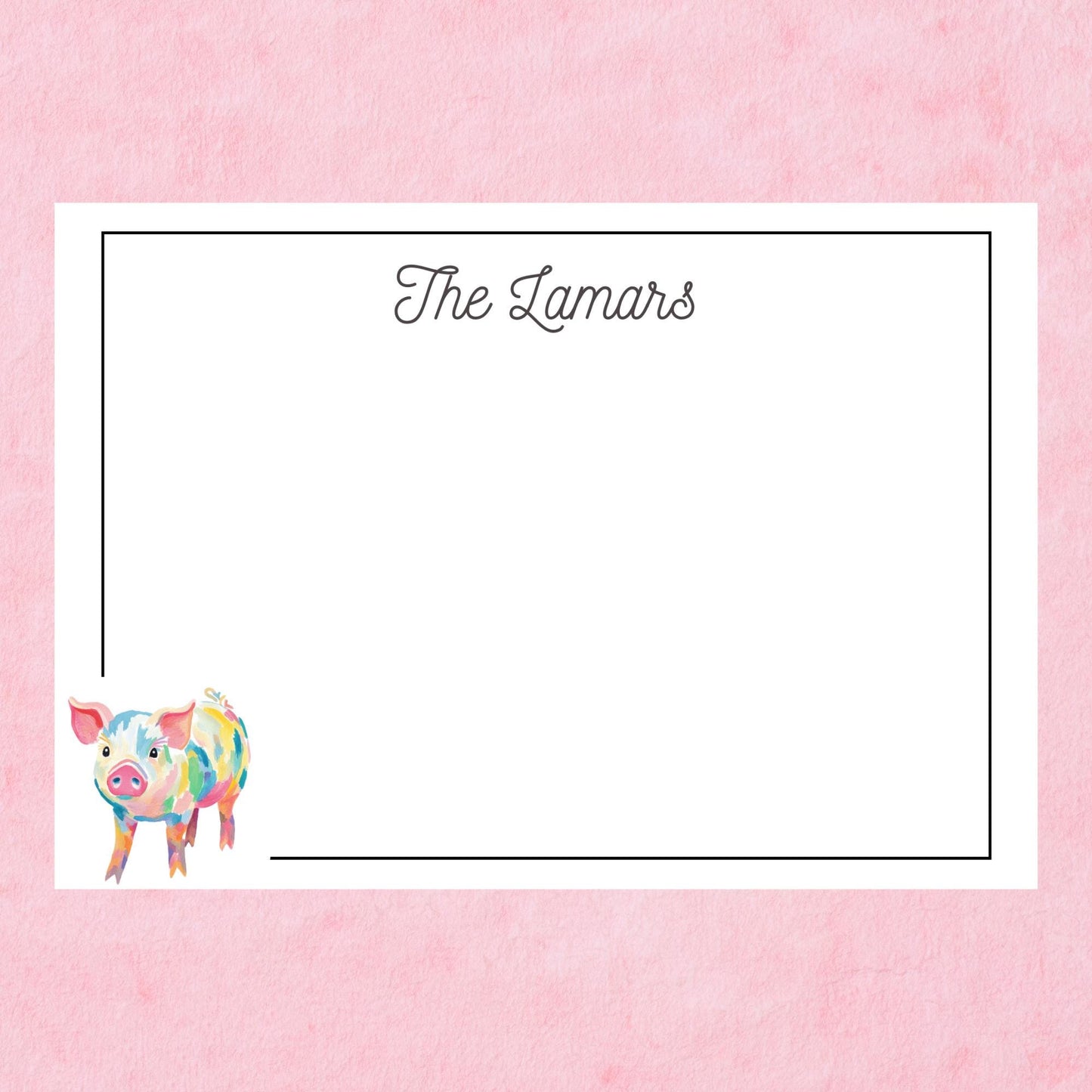 Personalized Pig Notecard