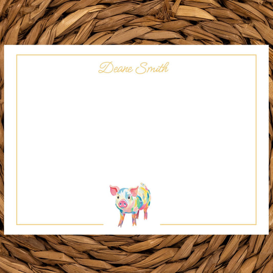Personalized Pig Notecard