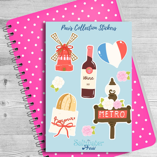 Paris Sticker Sheet | Paris Cafe Planner, Journal | Laptop Decals | Positive Stickers | Motivational Stickers | Paris Cafe Stickers