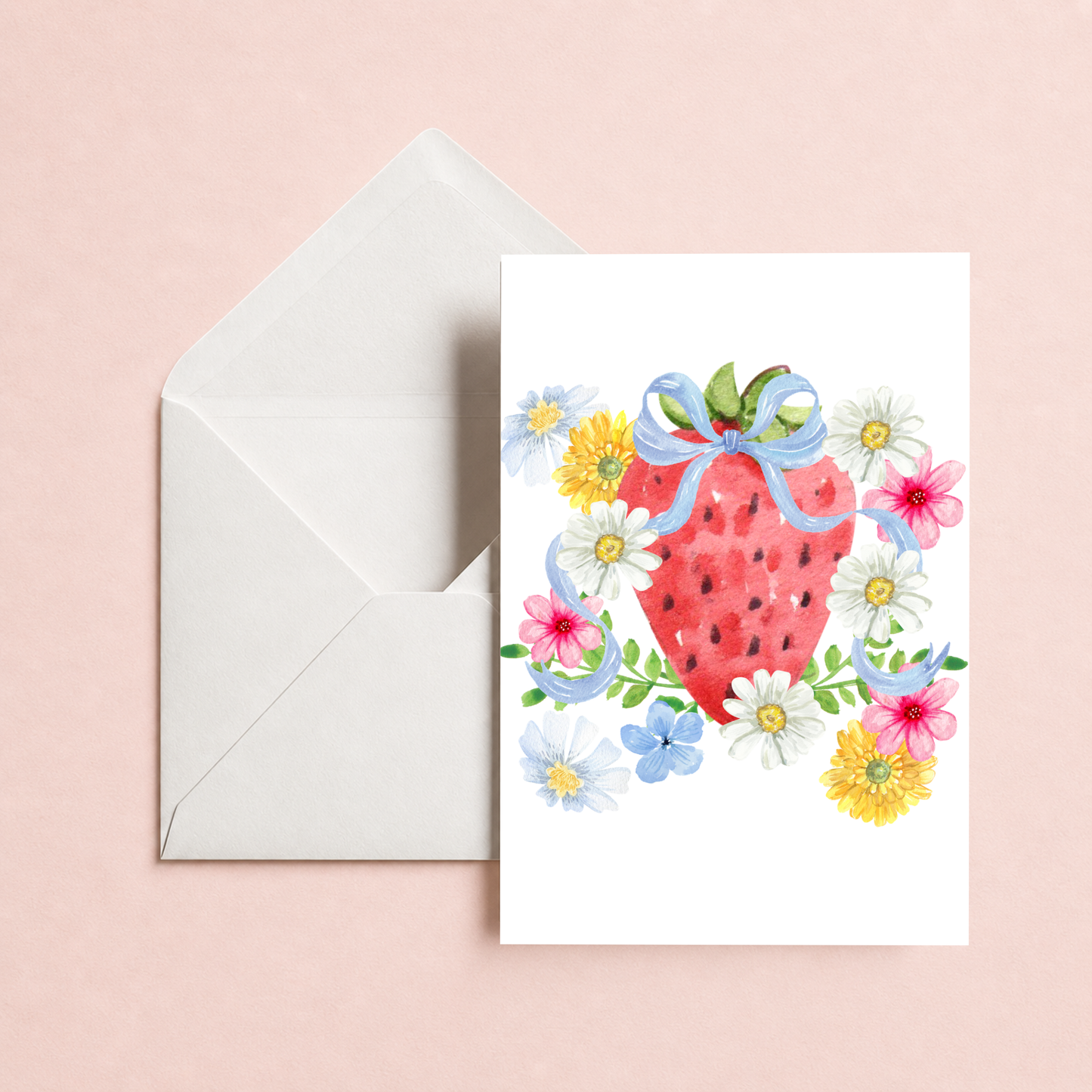 Spring Greeting Card – Watercolor Floral Design Blank Inside