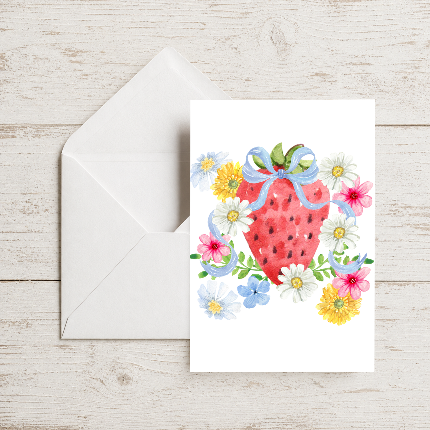 Spring Greeting Card – Watercolor Floral Design Blank Inside