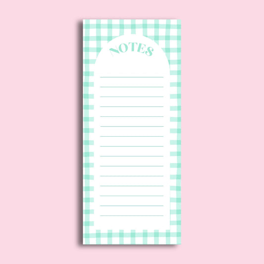 Mint Gingham Notepad