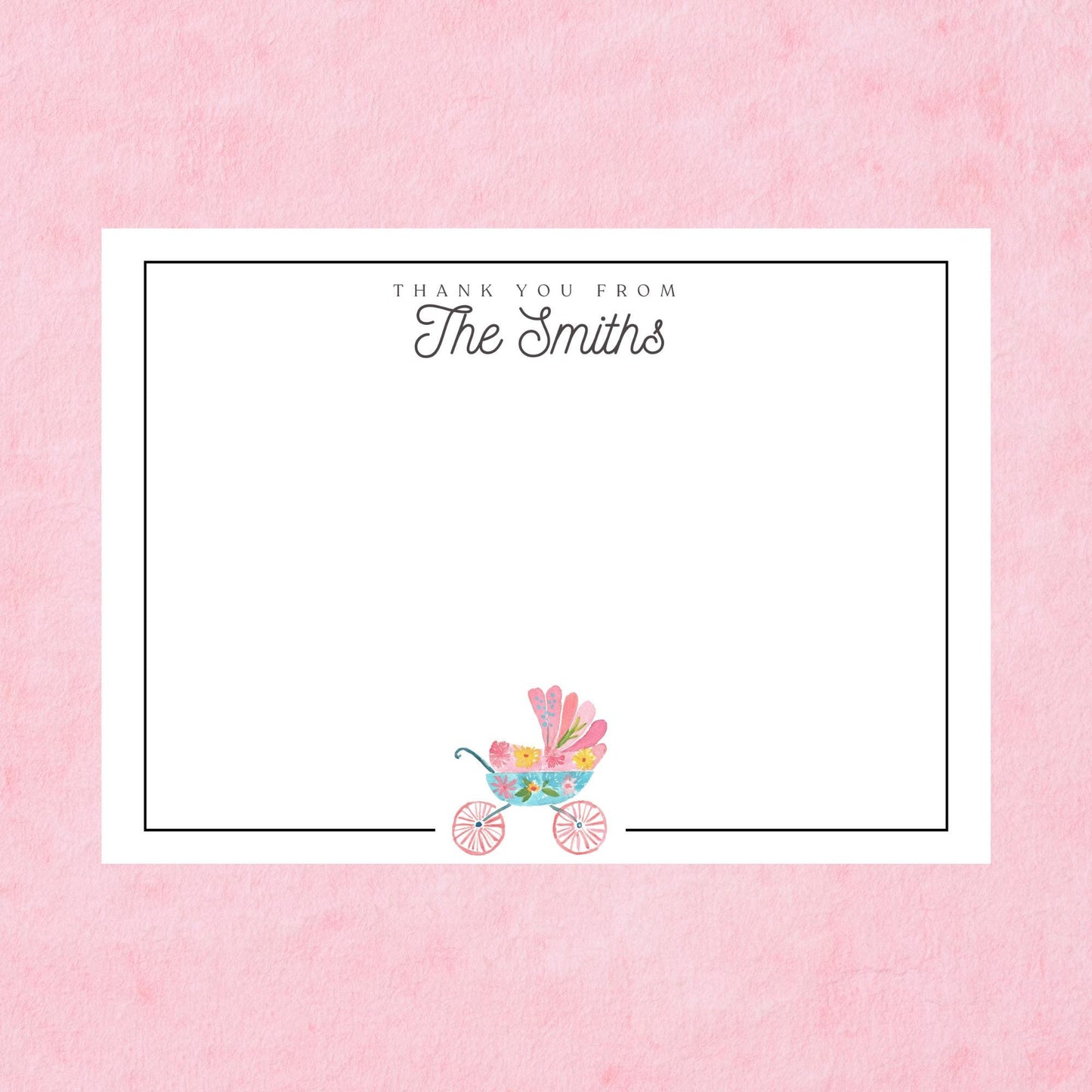Personalized Baby Carriage Notecards
