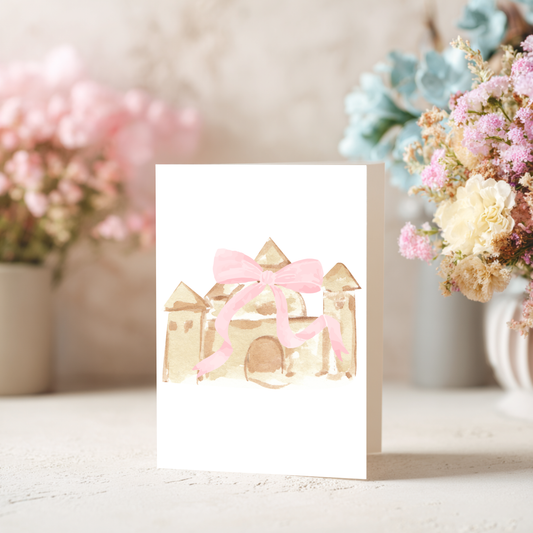 Sandcastle Greeting Card – Watercolor Beach Birthday Card, Blank Inside