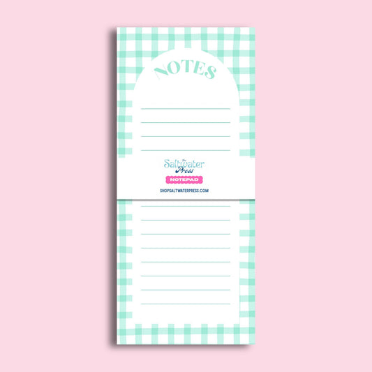 Mint Gingham Notepad