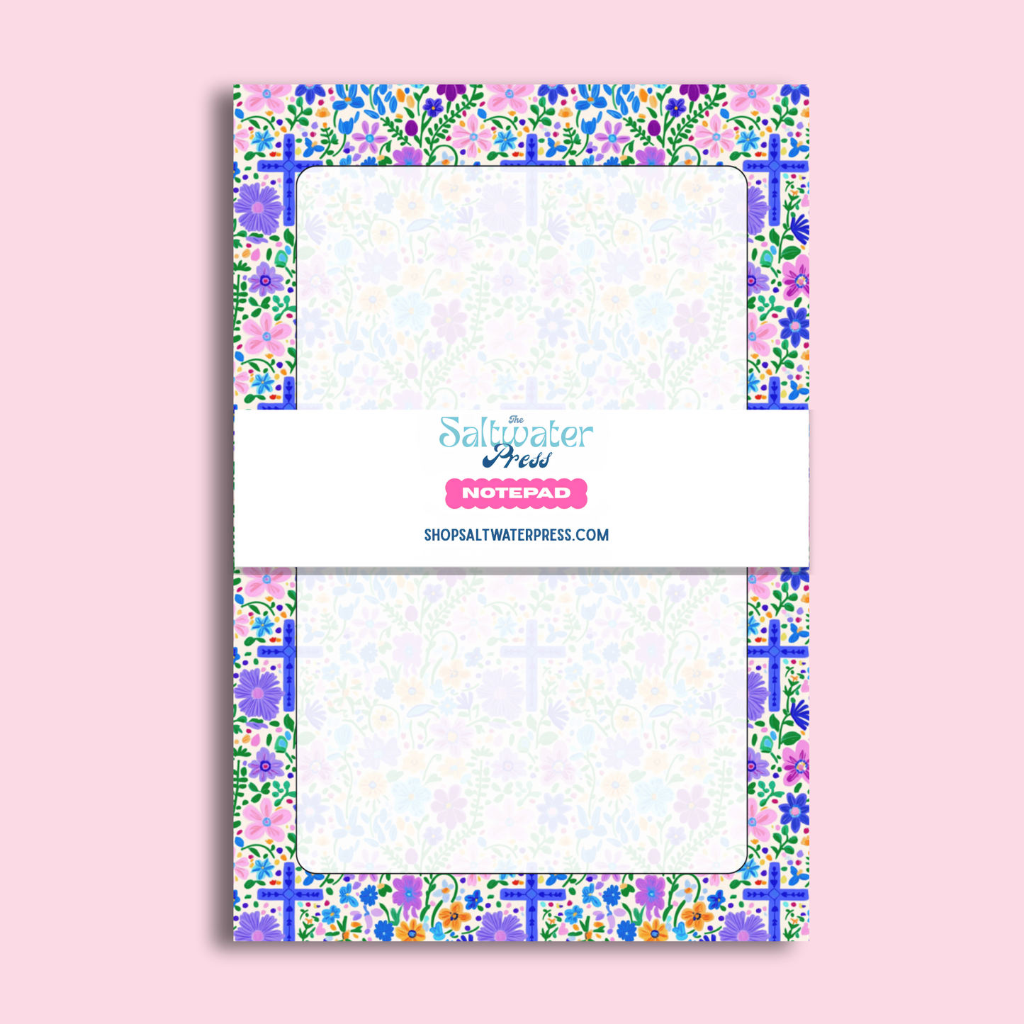 Blue Floral Cross Notepad