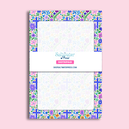 Blue Floral Cross Notepad