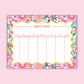 Floral Weekly Planner Notepad, Bright Desk Planner Pad, Cute Weekly Schedule Notepad, Colorful Tear Off Planner, Undated Weekly Organizer