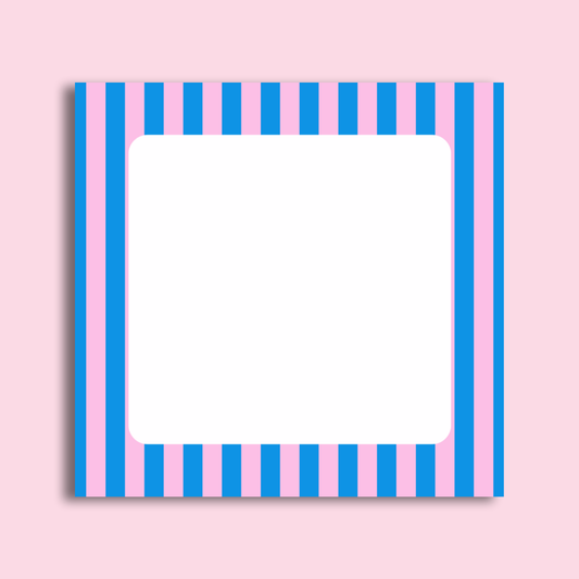 Striped Sticky Note Pad Pink and Blue