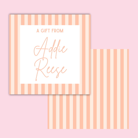 Coral Striped Gift Tag