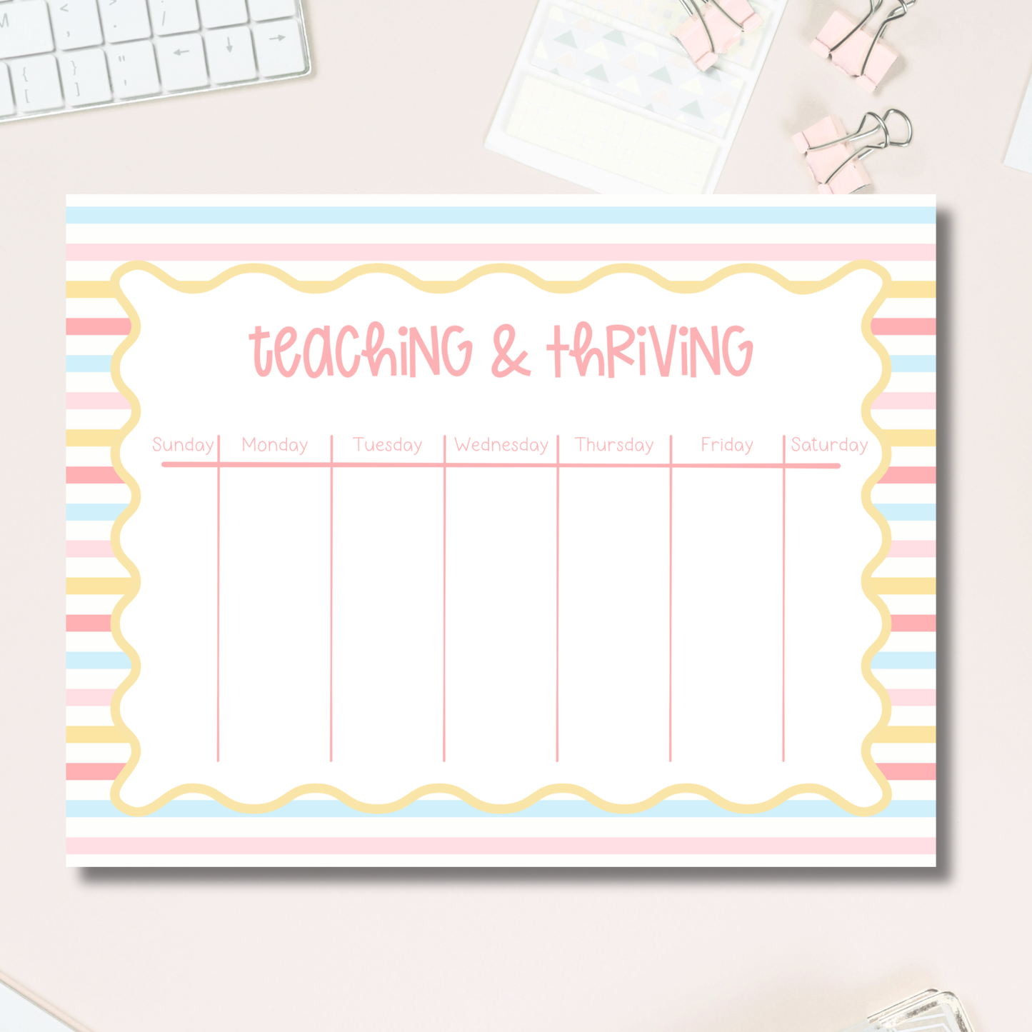 Teacher Planner Pad – Weekly Tearaway Desk Organizer for Lessons