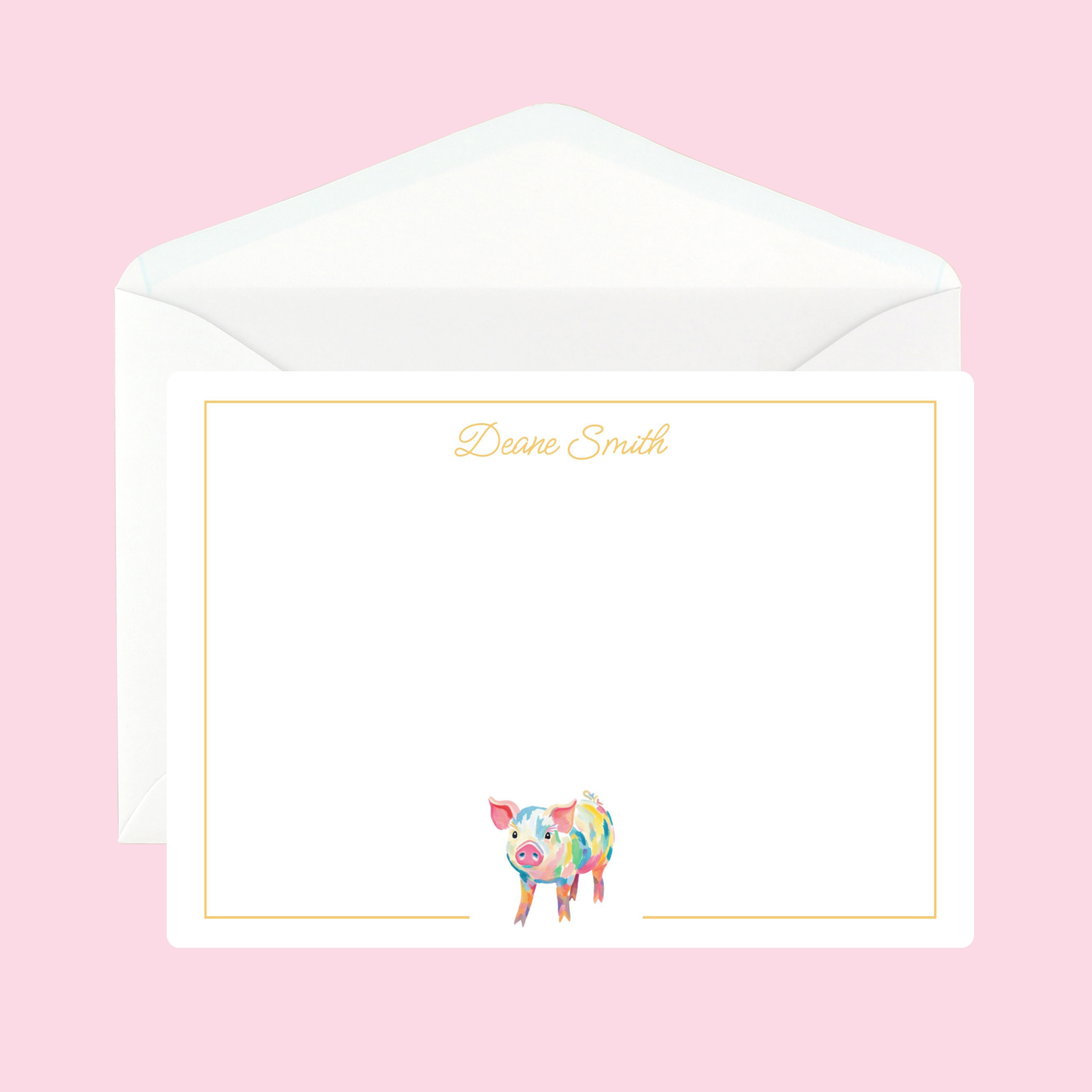 Personalized Pig Notecard