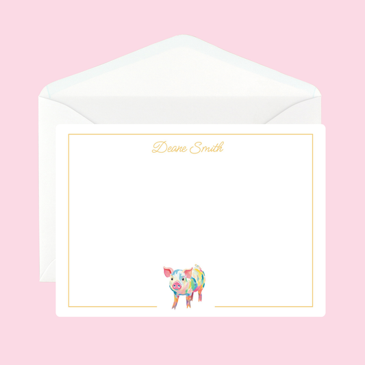 Personalized Pig Notecard
