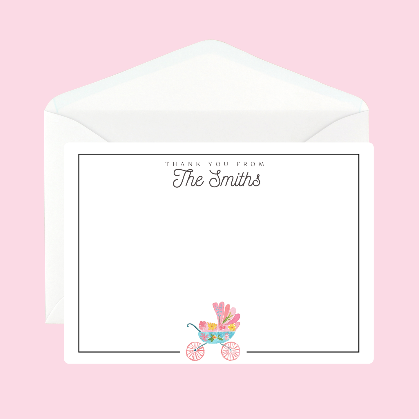Personalized Baby Carriage Notecards