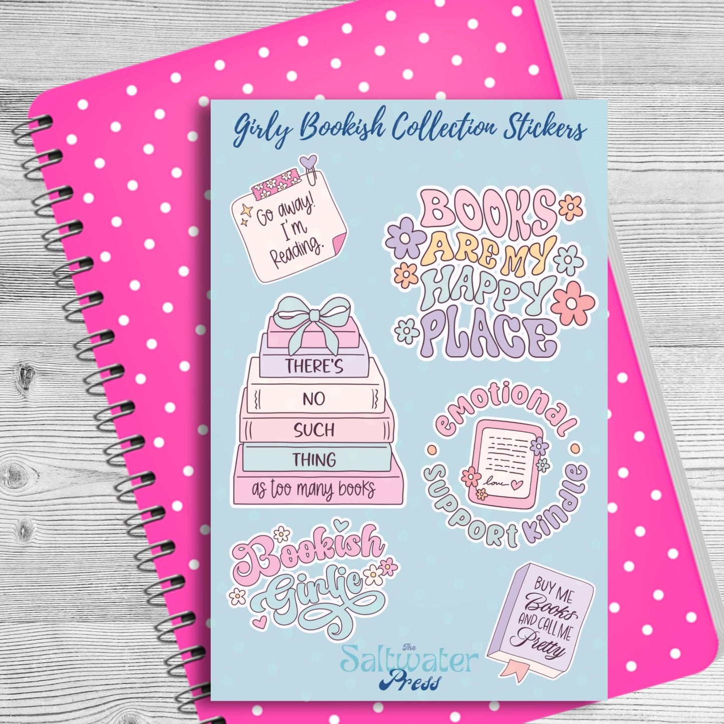 Girly Bookish Sticker Sheet