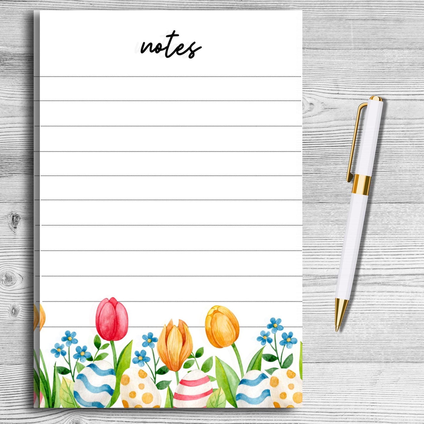 Easter Egg and Tulips Notepad