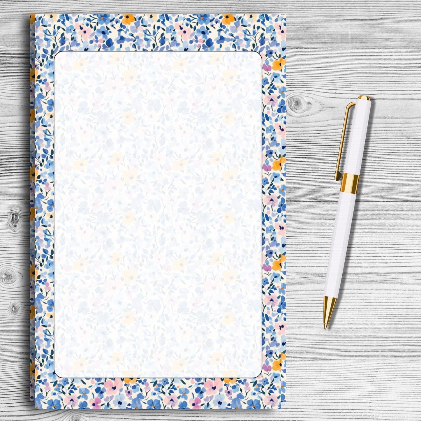Blue Floral Notepad