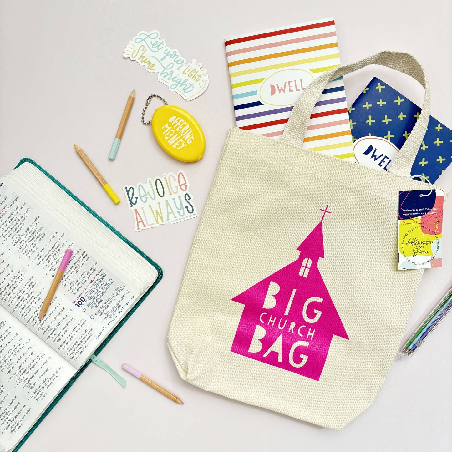 Bible Tote Bag, Big Church Bag for Kids
