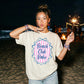 Beach Club Babe Shirt Women Summer Vacation Tee Preppy Nautical Stripe Design Pink White Pattern Blue Scalloped Border Bow Accent Coastal Fashion Top Perfect Resort Wear Outfit Lake Trips Beach Days Poolside Style Casual Summer Graphic