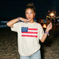 Patriotic Shirt Women American Flag Watercolor Hearts Design Comfort Colors Tshirt Fourth July Independence Day Outfit Casual Summer Wear USA Red White Blue Artistic Style Memorial Day Celebration Soft Fabric Comfortable Fit Perfect Holiday