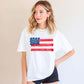 American Flag Shirt Women Watercolor Design Patriotic Tshirt Comfort Colors Fourth July Outfit Independence Day Celebration Casual Summer Wear Red White Blue Hearts Pattern USA Memorial Day Party Soft Comfortable Fabric Perfect Fireworks