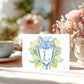 Wedding Stationery Set Personalized Thank You Cards Custom Monogram Initial Design Premium Linen Cardstock Notecards Floral Wreath Hydrangea Flowers Blue Ribbon Bow Perfect Bridal Shower Baby Announcement Hostess Gift Correspondence Elegant