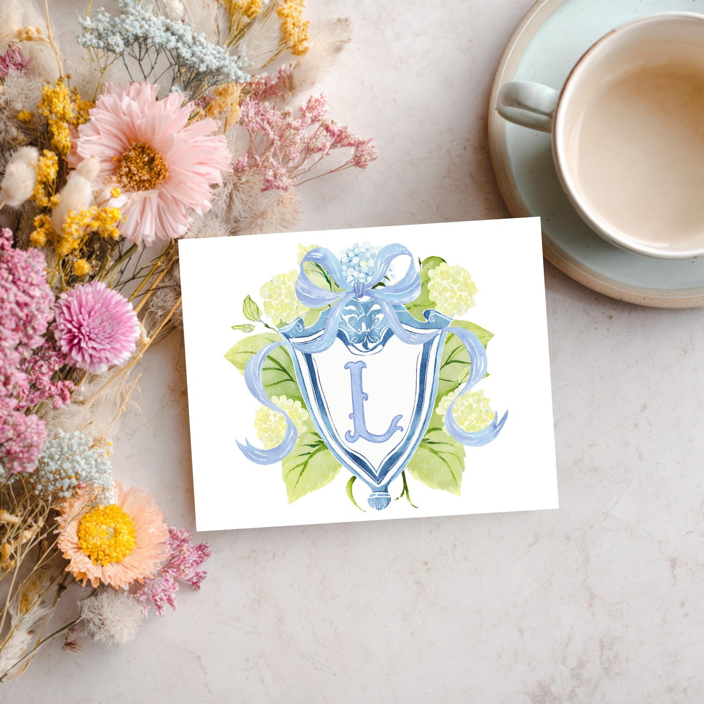 Personalized Thank You Card – Custom Monogram Floral Stationery Set