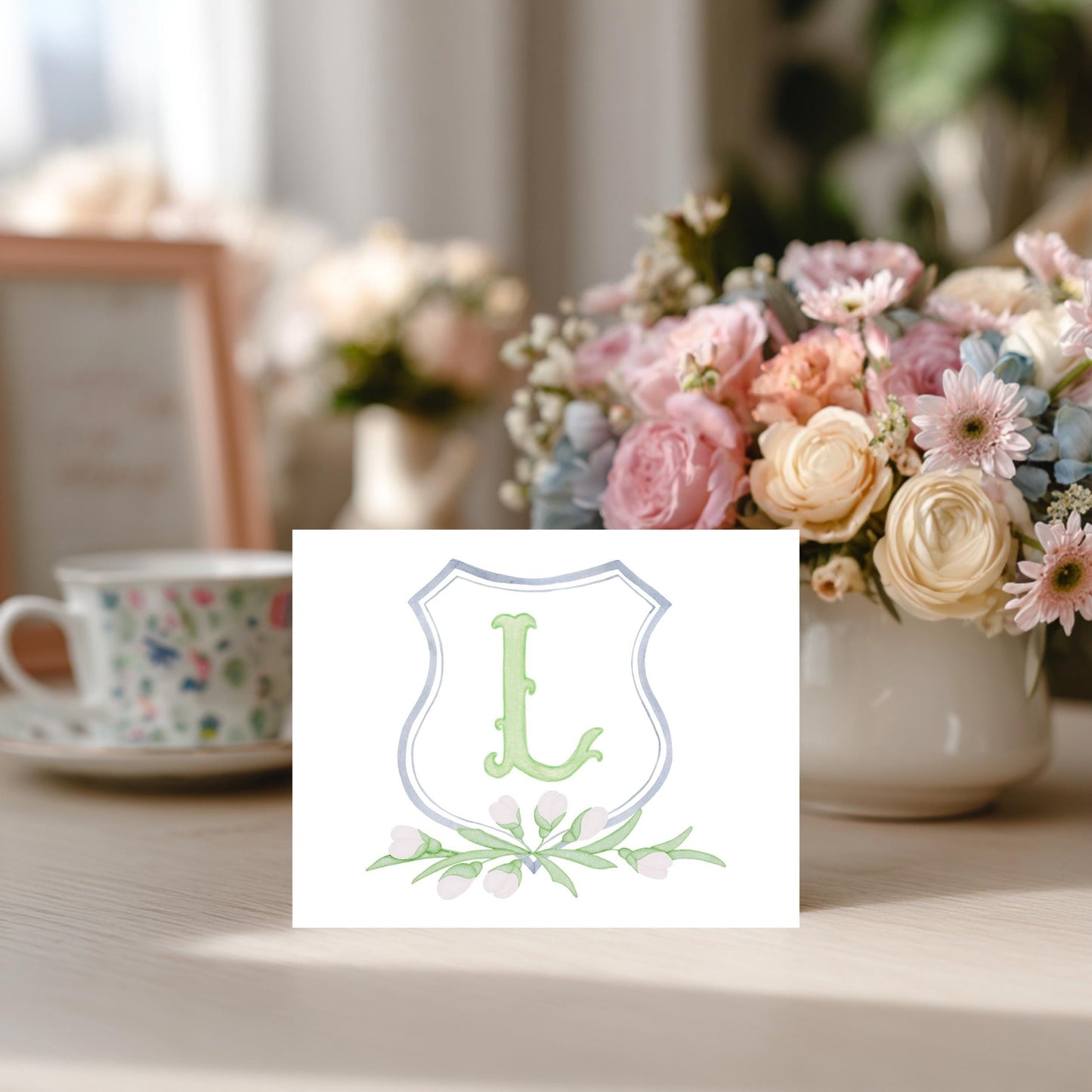 Personalized Thank You Card – Custom Monogram Initial Floral Set